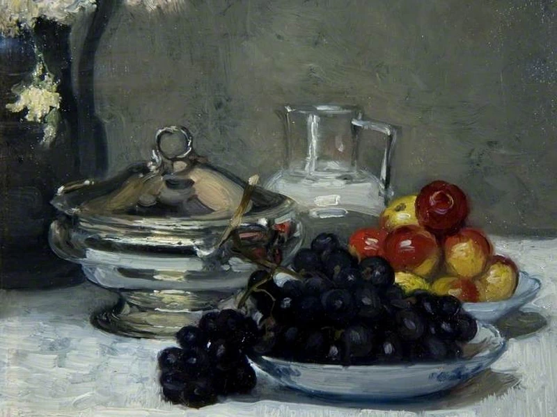 1874-Hughes de Beaumont - Natura morta con frutta